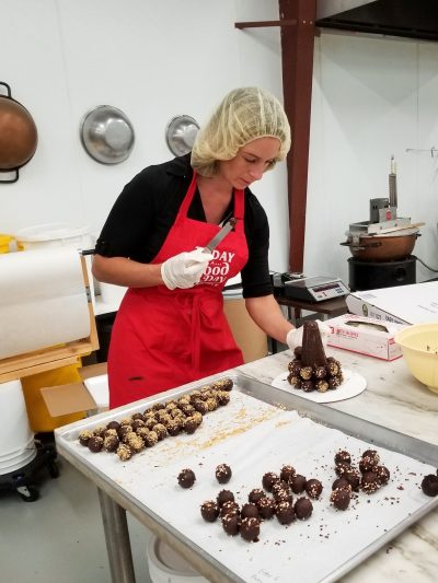 assembling chocolate truffle tree