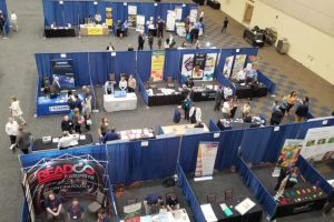 exhibit hall from above