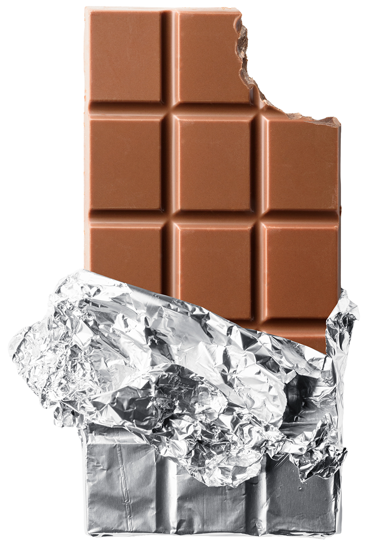 milk chocolate bar half opened